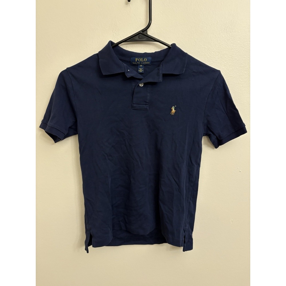 Polo by Ralph Lauren Navy Blue Classic Polo Shirt with Yellow Pony Logo